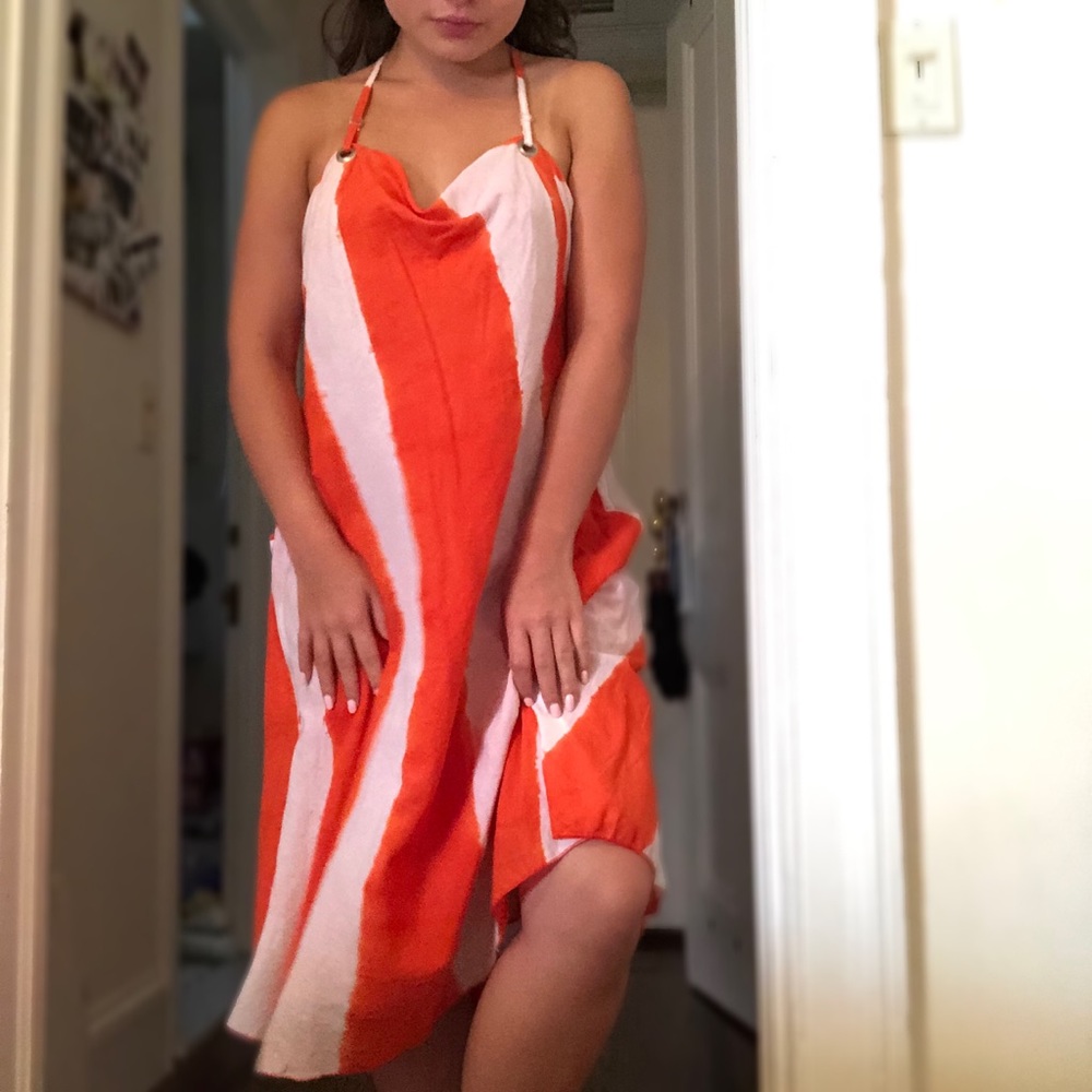 Marie Eiffel white and orange dress